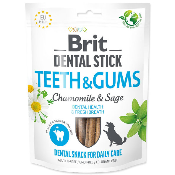 Pochúťka Brit Dental Stick Teeth & Gums s harmančekom a šalvijou 7ks