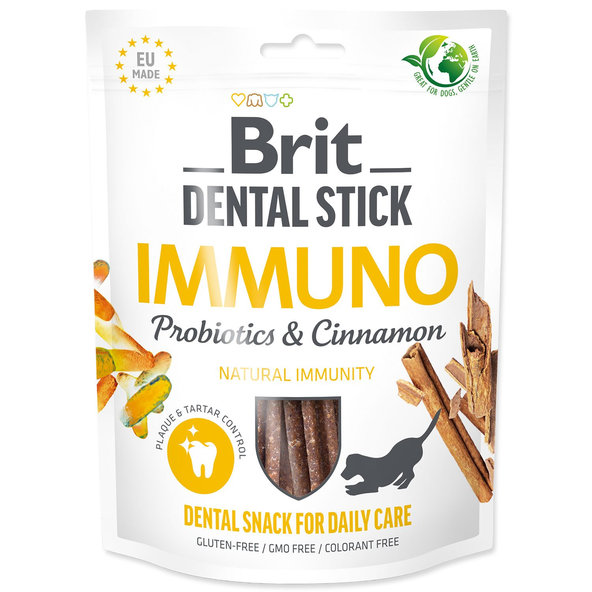Pochúťka Brit Dental Stick Immuno s Probiotikami a Škoricou 7ks