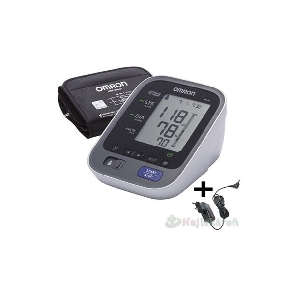 OMRON M6 AC Digitálny TLAKOMER automatický na rameno + sieťový adaptér 1set