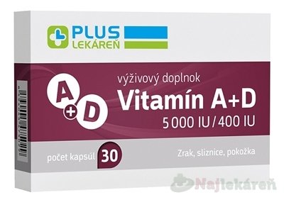 E-shop PLUS LEKÁREŇ Vitamín A+D 5000 IU/400 IU 30ks
