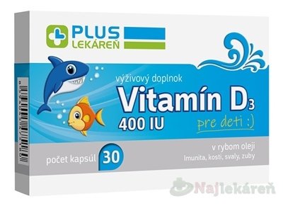 E-shop PLUS LEKÁREŇ Vitamín D3 400 IU pre deti 30ks