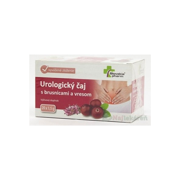 Slovakiapharm Urologický čaj s brusnicami a vresom výživový doplnok, 20x1,5g