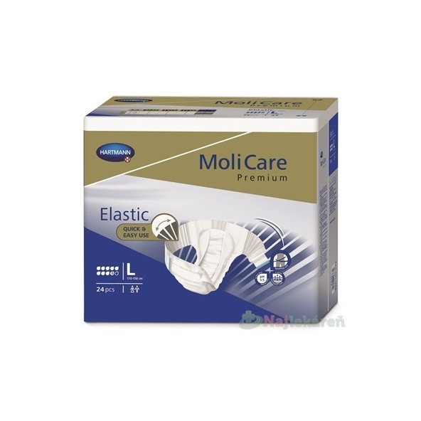 MoliCare Premium Elastic 9 kvapiek L plienkové nohavičky zalepovacie 24ks