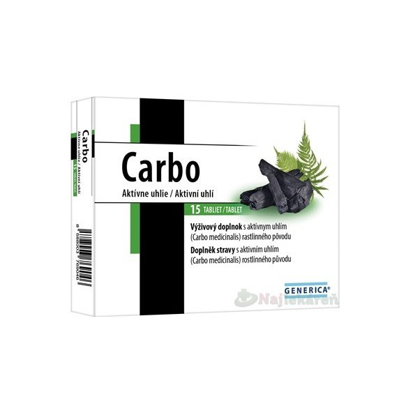 GENERICA Carbo na trávenie 15 tabliet