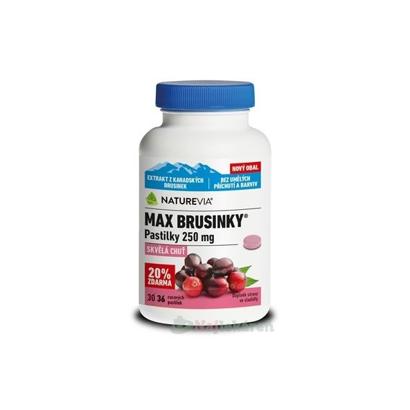 SWISS NATUREVIA MAX BRUSNICE 250 mg na močové cesty 36 pastiliek