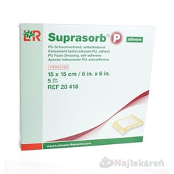 SUPRASORB P PU krytie na rany samolepiace 15x15cm 5ks