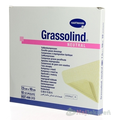 Grassolind Neutral kompres sterilný 7,5x10 cm 10 ks