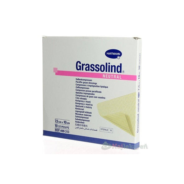 Grassolind Neutral kompres sterilný 7,5x10 cm 10 ks