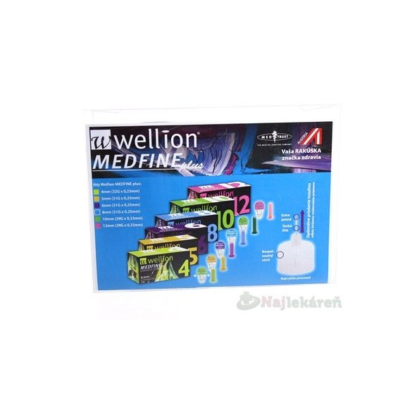 Wellion MEDFINE plus Penneedles 12 mm ihla na aplikáciu inzulínu pomocou pera 100 ks