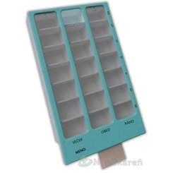 Obzor Dávkovač liekov typ 02 týždenný tyrkysový