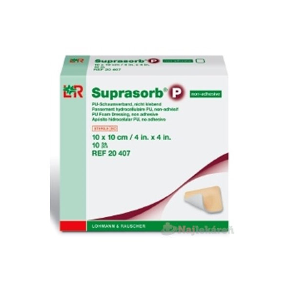 SUPRASORB P PU KRYTIE NA RANY nelepiace penové polyuretánové (10x10cm) 10ks