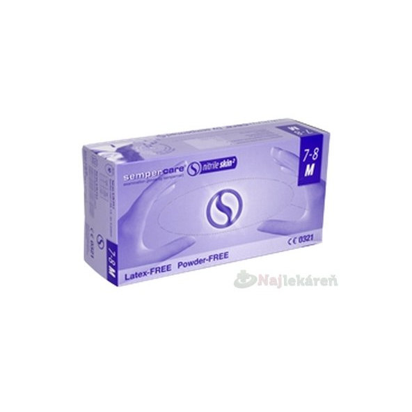 Sempercare Vyšetrovacie rukavice nitril skin2 veľkosť M, nepúdrované, 200ks