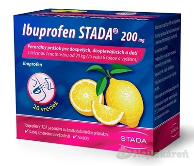 E-shop Ibuprofen STADA 200 mg na bolesť a horúčku 20 vrecúšok