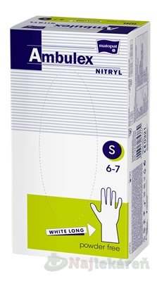 E-shop Ambulex rukavice NITRYLOVÉ veľ. S, biele, nesterilné, nepúdrované, 100ks
