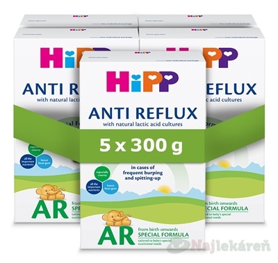 HiPP ANTI-REFLUX AR špeciálna dojčenská výživa 0m+ 5x300 g kúpite na Najlekaren.eu