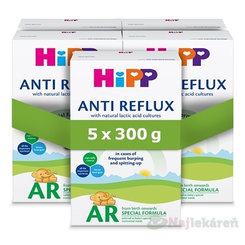 HiPP ANTI-REFLUX AR špeciálna dojčenská výživa 0m+ 5x300 g