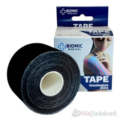 BIOMIC TAPE Kineziologická tejpovacia páska čierna 5 cm x 5 m