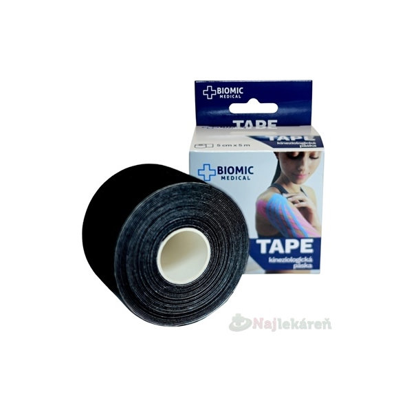 BIOMIC TAPE Kineziologická tejpovacia páska čierna 5 cm x 5 m