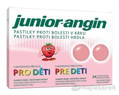 E-shop Junior-angin pastilky pre deti s jahodovou príchuťou 24 pastiliek