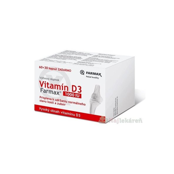 FARMAX Vitamín D3 1000 IU, cps 60+30 zadarmo (90 ks)