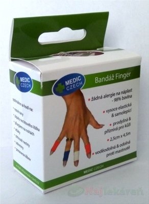 E-shop MEDIC Bandáž Finger Červená 2,5cmx4,5m, náplasť elastická (rýchloobväz) 1ks