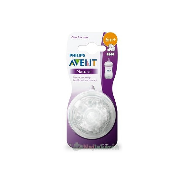 AVENT silikónový Cumlík na fľašu  s rýchlim prietokom Natural č.4