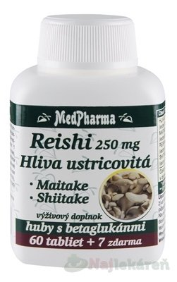 E-shop MedPharma REISHI 250 mg, Hliva ustricovitá, 60+7 zdarma (67 ks)