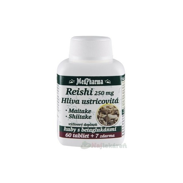 MedPharma REISHI 250 mg, Hliva ustricovitá, 60+7 zdarma (67 ks)