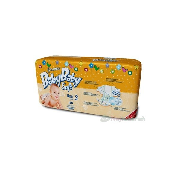 BabyBaby Soft Premium Midi 4-9kg, detské plienky 1x56 ks