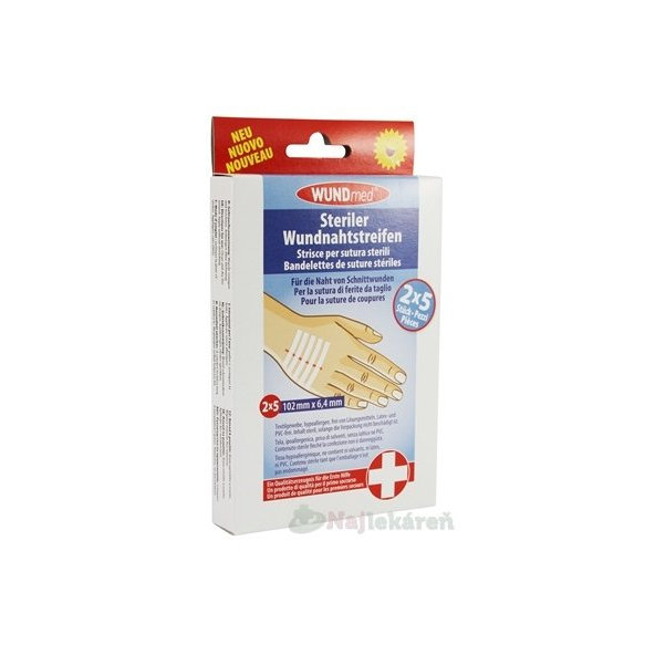 WUNDmed Sterilné prúžky na stiahnutie reznej rany (102mmx6,4mm) stehy 2x5ks (10ks)