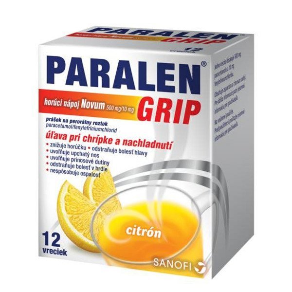 E-shop PARALEN GRIP horúci nápoj Novum 500 mg/10 mg proti bolesti a horúčke 12 vreciek