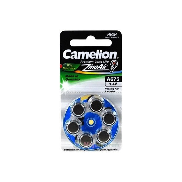 CAMELION ZincAir Premium Long Life A675 batérie do načúvacích prístrojov,modrá 6ks