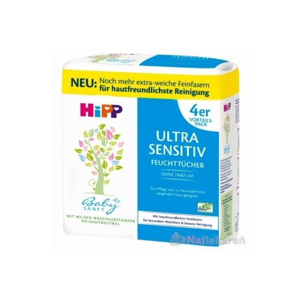 HiPP BabySANFT Čistiace vlhčené obrúsky 4x52ks