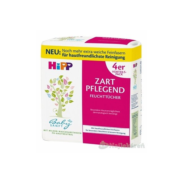 HiPP BabySANFT Čistiace vlhčené obrúsky 4x56ks