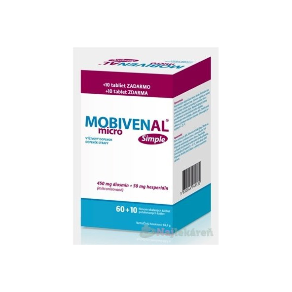 MOBIVENAL Micro Simple na cievny systém 70 tabliet