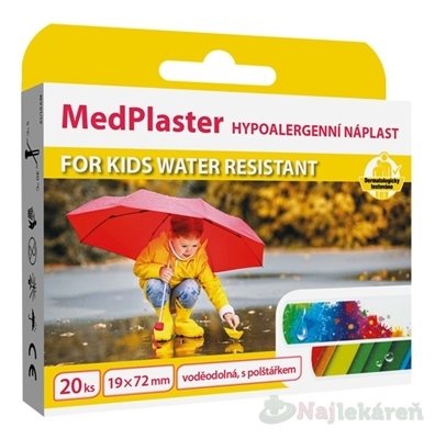 E-shop MedPlaster Náplasť FOR KIDS WATER RESISTANT vodeodolná s vankúšikom, pre deti 20ks