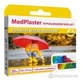MedPlaster Náplasť FOR KIDS WATER RESISTANT  vodeodolná s vankúšikom, pre deti 20ks