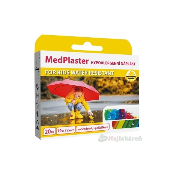 MedPlaster Náplasť FOR KIDS WATER RESISTANT  vodeodolná s vankúšikom, pre deti 20ks