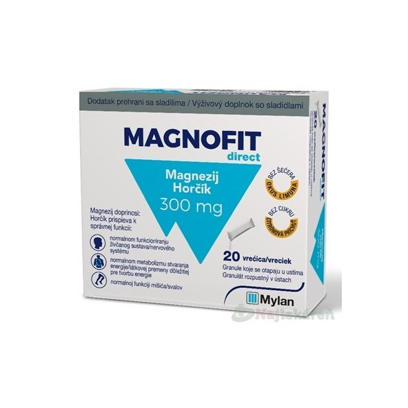 MAGNOFIT direct 300 mg s obsahom horčíka, 20ks