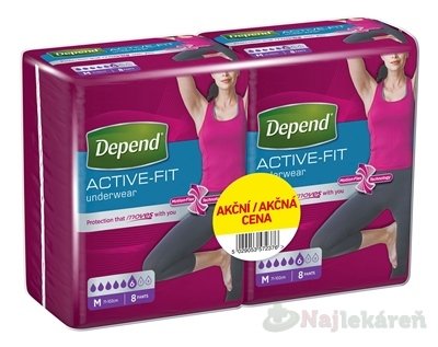 E-shop DEPEND ACTIVE-FIT M pre ženy DUOPACK inkontinenčné nohavičky,2x8,16ks 1set