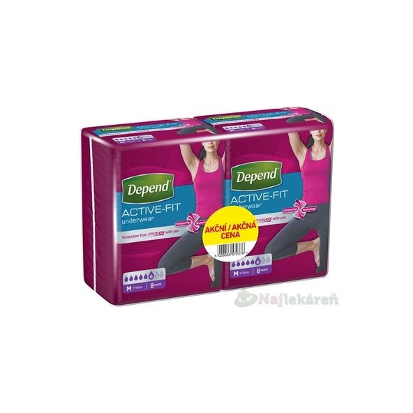 DEPEND ACTIVE-FIT M pre ženy DUOPACK inkontinenčné nohavičky,2x8,16ks 1set