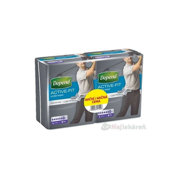 DEPEND ACTIVE-FIT L pre mužov DUOPACK inkontinenčné nohavičky,2x8,16ks 1set