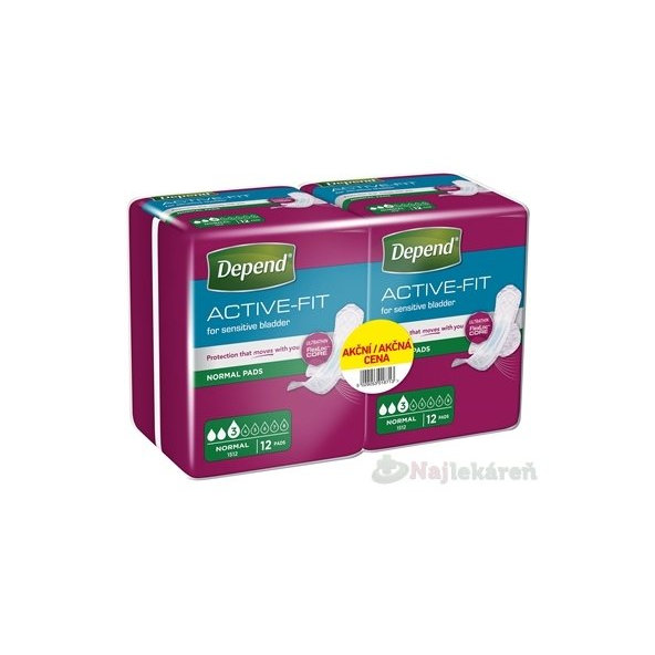 DEPEND ACTIVE-FIT Normal DUOPACK inkontinenčné vložky pre ženy 2x12,24ks 1set