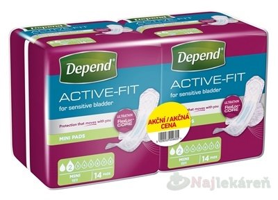 E-shop DEPEND ACTIVE-FIT Mini DUOPACK inkontinenčné vložky pre ženy 2x14,28ks,1set