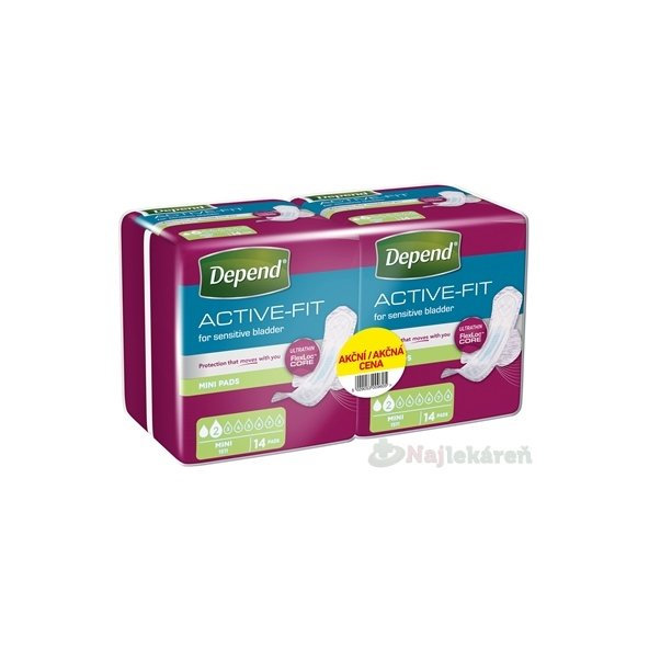 DEPEND ACTIVE-FIT Mini DUOPACK inkontinenčné vložky pre ženy 2x14,28ks,1set