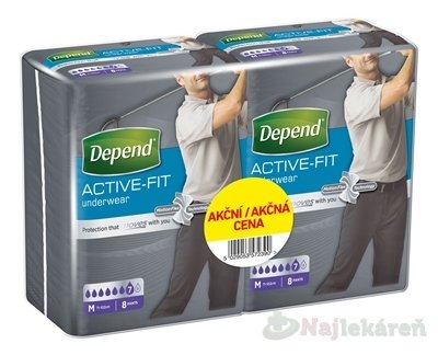 E-shop DEPEND ACTIVE-FIT M pre mužov DUOPACK inkontinenčné nohavičky, 2x8,16ks 1set