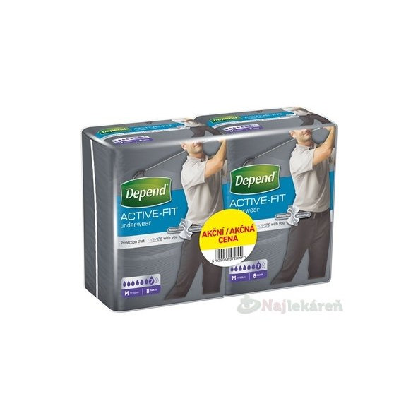 DEPEND ACTIVE-FIT M pre mužov DUOPACK inkontinenčné nohavičky, 2x8,16ks 1set