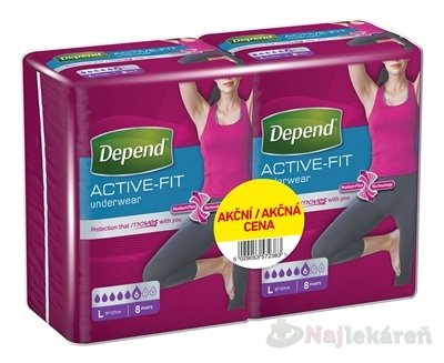 E-shop DEPEND ACTIVE-FIT L pre ženy DUOPACK inkontinenčné nohavičky,2x8,16ks,1set