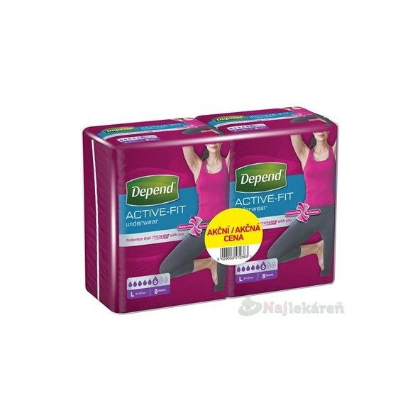 DEPEND ACTIVE-FIT L pre ženy DUOPACK inkontinenčné nohavičky,2x8,16ks,1set