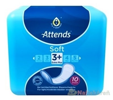 ATTENDS Soft Extra 3+ vložky inkontinenčné, savosť 799ml, veľkosť 36,5cm, 10ks